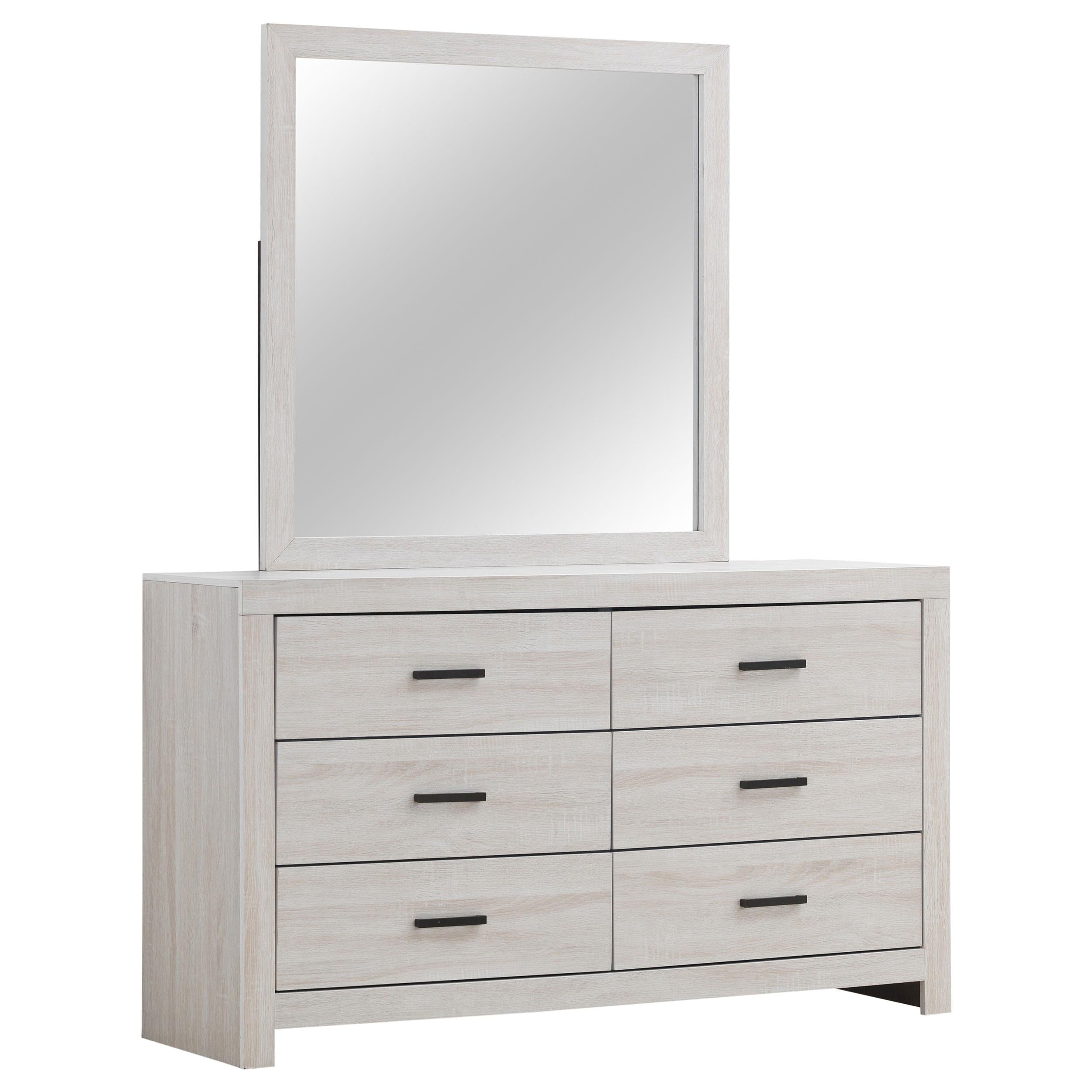 Coaster Furniture Brantford 207053M 6-Drawer Dresser with Mirror - Coastal White IMAGE 1